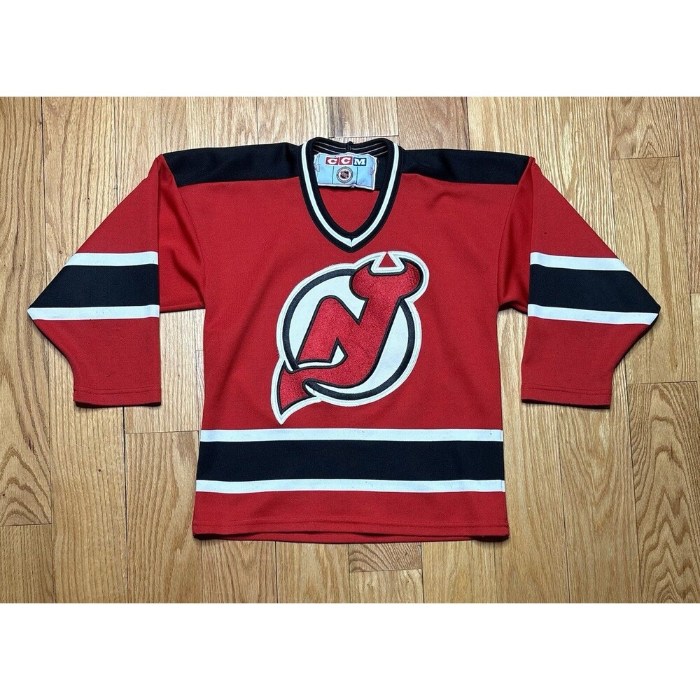 Vintage New Jersey Devils Jersey Boys Size S/M Red Hockey CCM Youth 90s
